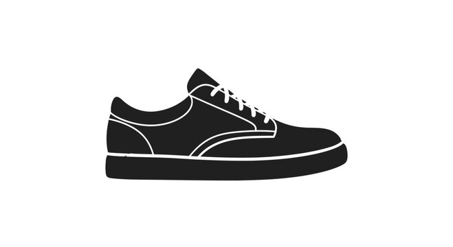 Black Low Top Sneaker Shoe Illustration.