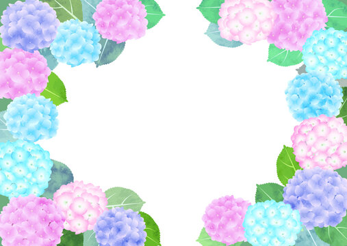 Watercolor-style hydrangea frame - colorful
