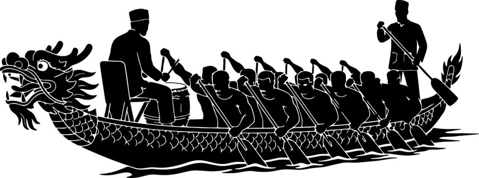 Traditional Dragon Boat Race Silhouette