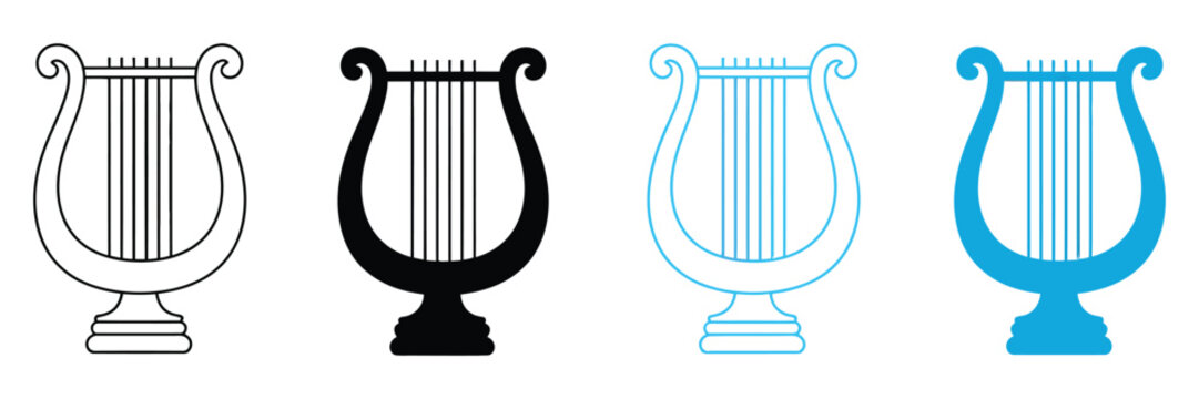Harp and lyre icon vector logo template illustration musical instrument symbol inspiration calm music concept vector