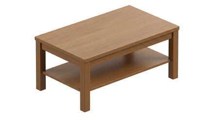 Fototapeta premium Simple Wooden Coffee Table with Shelf, Modern Living Room Furniture