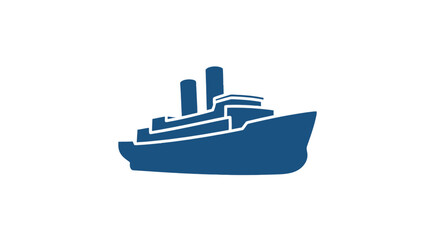 Fototapeta premium Blue Cargo Ship Iconic Simple Design.