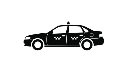 Black Taxi Cab Side View Illustration. © Codari