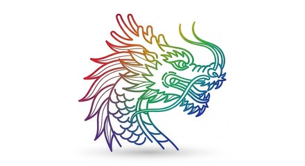 Fototapeta premium Rainbow Dragon Head Illustration - Vibrant Colors, Mythical Creature, Fantasy Art