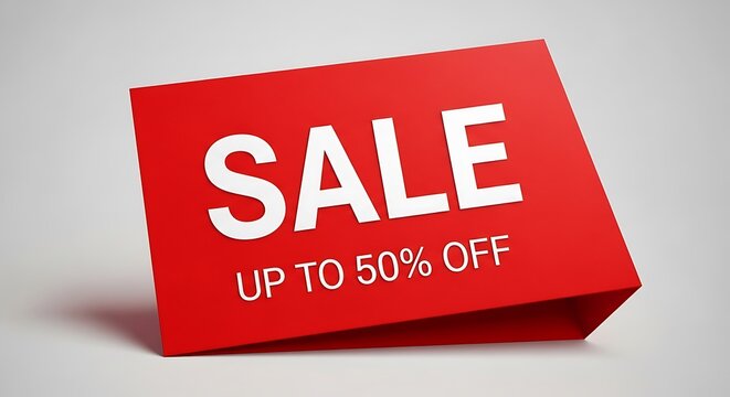 Red Sale Sign Up to 50% Off Discount Offer