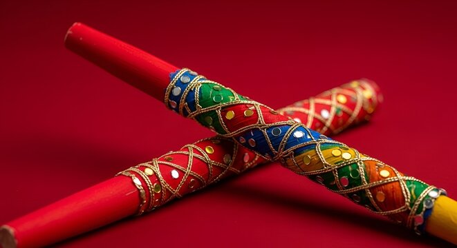 Garba Sticks Dandiya Raas Colorful Traditional Indian Folk Dance Props