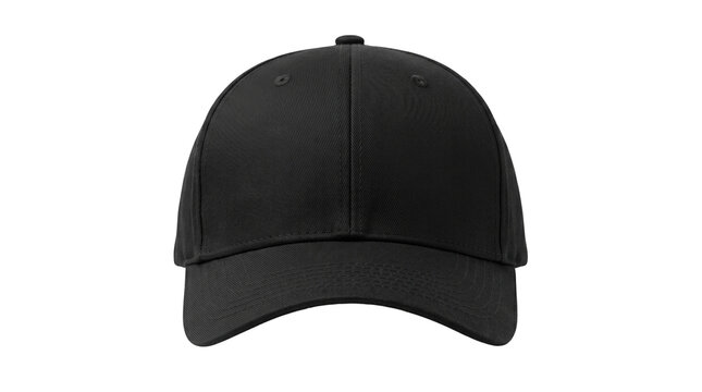Blank black baseball cap hat from front view