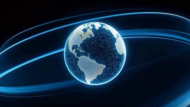 Digital globe with glowing lines