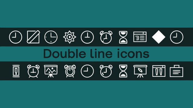 Icons representing time and productivity are arranged in a clean linear grid pattern.