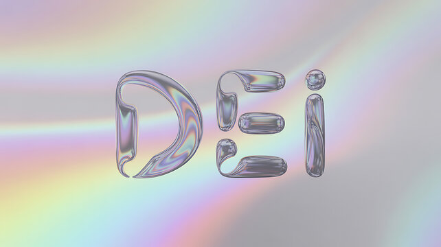 Abstract text design with iridescent letters symbolizing peace, mindfulness, and relaxation