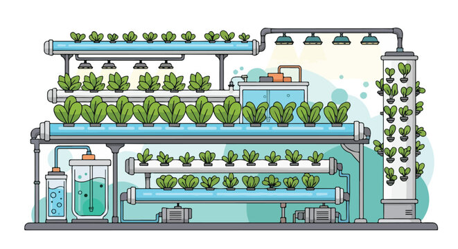 A hydroponic system with multiple layers of plants