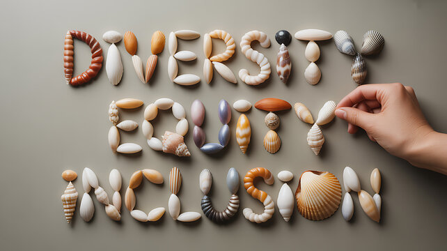 Seashells arranged as diversity equity inclusion for high-end commercial advertising