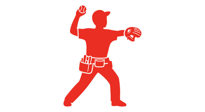 Baseball Player Throwing Ball Silhouette.