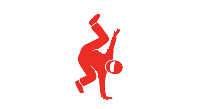 Red Silhouette of Breakdancer Performing Headspin.