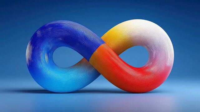 Seamless loop infinity AI system animation, continuous learning and feedback concept.