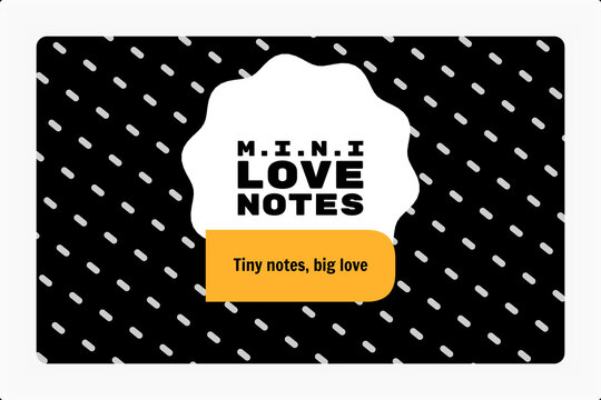 MINI LOVE NOTES wedding midnight sunset typography angled linear gradient, shield crest, curved text frame, badge tab, pill texture, multi stroke border with jet black, copper earth, sunflower, pure w