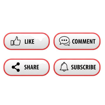 Social media buttons like comment share subscribe transparent background