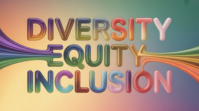 Colorful text diversity equity inclusion symbolizing financial stability and economic growth