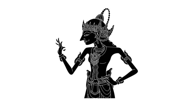 Javanese Wayang Kulit Shadow Puppet Silhouette