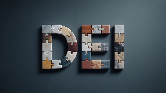 Puzzle letters spelling DEI perfect for social media campaigns and vlogs