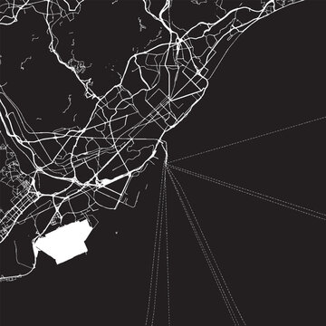 Barcelona Spain Vector Map, Detailed City Street Map Black and White Minimalist Line Art