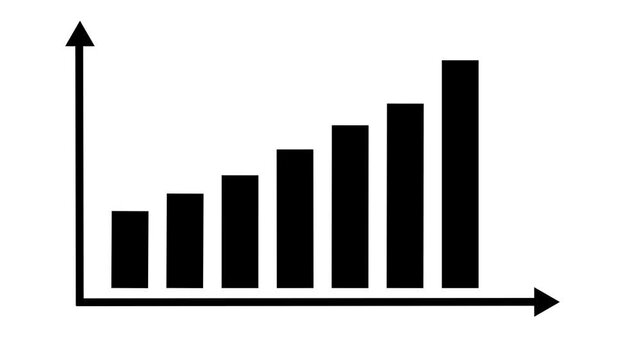 Business data market bar graph chart diagram with arrows axis. Growth chart business concept. Chart animation for yours presentation and black background. 4K motion graphic .