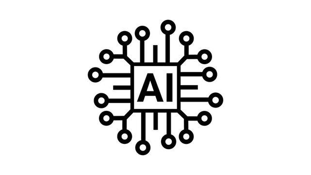 Artificial intelligence icon, simple logotype AI icon animation 4k animation.