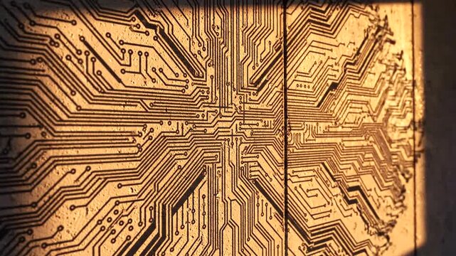 Golden circuit board pattern design.