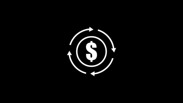 Dollar animated icon on clean background, simple finance symbol motion design.