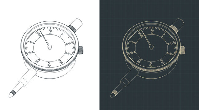 Dial indicator precision measuring tool isometric drawings