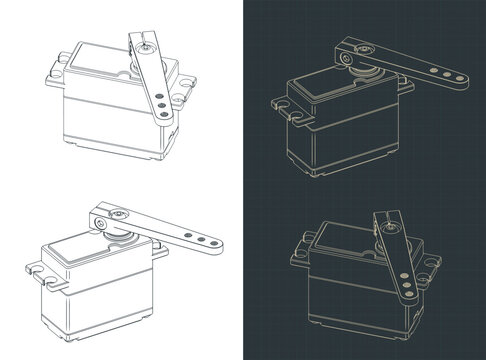 High torque servo drive isometric technical drawings