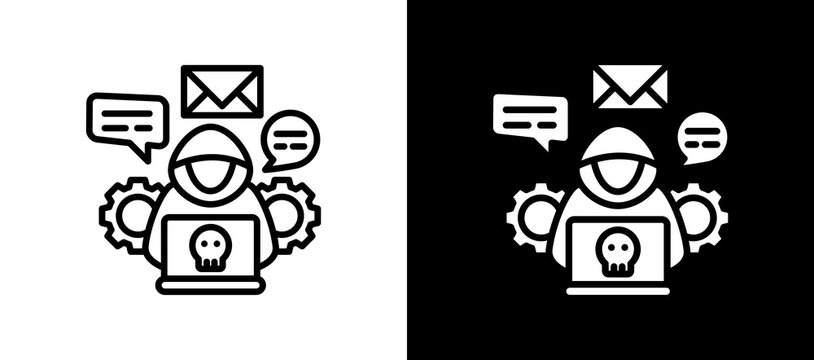Social Engineering Icon Set In Black And White Filled Style Collection