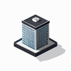 Fototapeta premium Isometric Office Building Icon Set – Modern 3D City Architecture Illustration