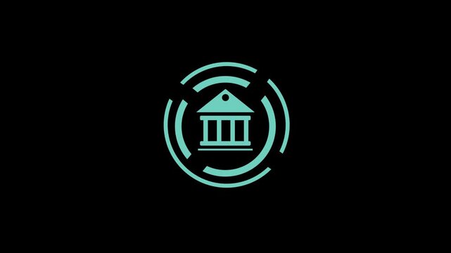 Bank building icon animation isolated on background. Simple finance institution symbol motion design for banking, business.