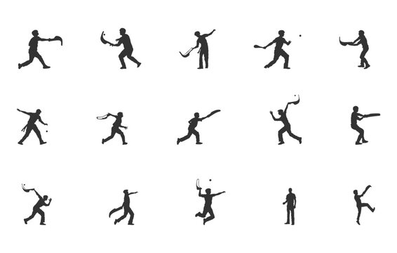 Jai alai players silhouette, Jai alai Basque pelota cesta Punta players silhouette, Jai alai sports players svg, Jai alai vector set. 