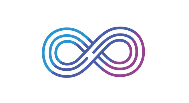 Vibrant blue and purple gradient infinity symbol icon representing endless continuity and infinite