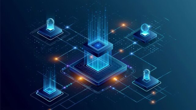 Artificial intelligence digital network cloud computing data platform ecosystem technology marketplace automation concept