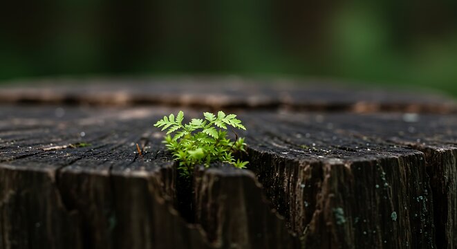 New Life: Sprout Emerging from Tree Stump