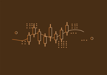 Naklejka premium Financial Market Analysis Candlestick Chart Illustrating Volatility and Trends on a Dark brown Background