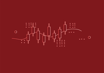 Obraz premium Financial Market Analysis Candlestick Chart Illustrating Volatility and Trends on a Dark red Background