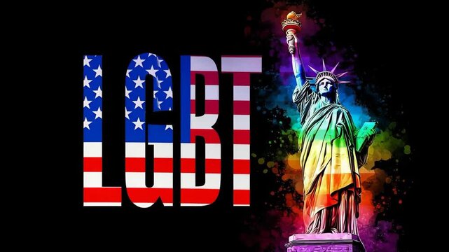 LGBT American flag statue of liberty