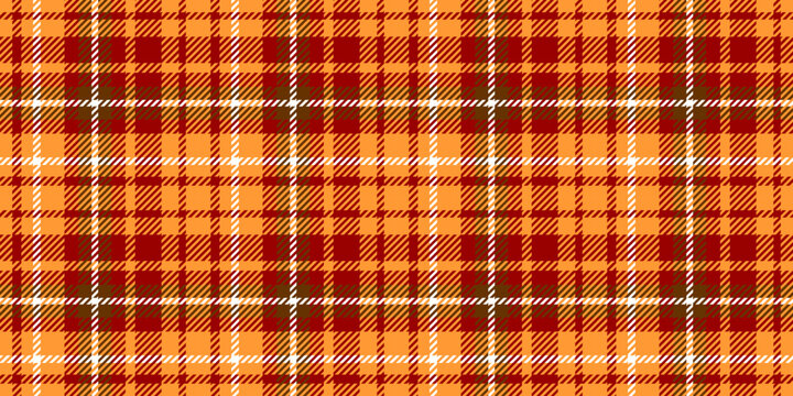 Seamless warm orange plaid fabric pattern with classic tartan textile design suitable for fashion and home decor