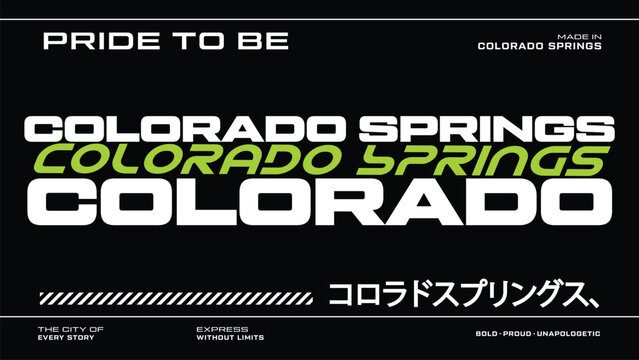Colorado Springs Pride Graphic Design with Japanese Text and Bold Typography Design A Visually Striking Representation of a Vibrant City