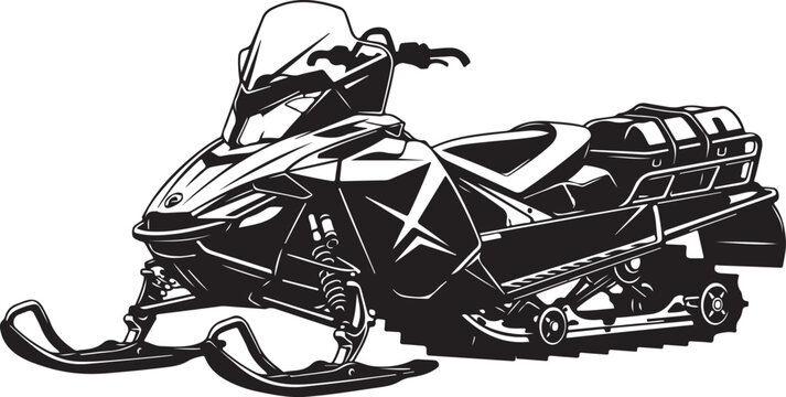 Snowmobile, Vector Snowmobile Icon, Black Snowmobile, Winter Sports Vehicle