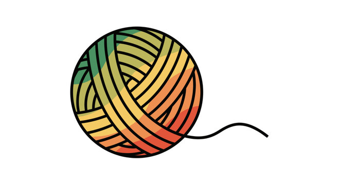 Colorful yarn ball for knitting and craft projects with a flowing thread a vibrant illustration