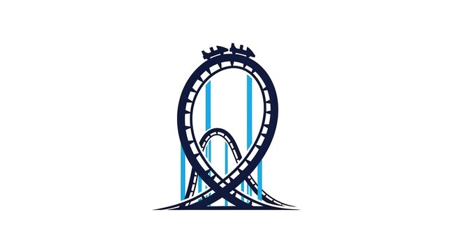 line art roller coaster loop minimalist black and white vector illustration
