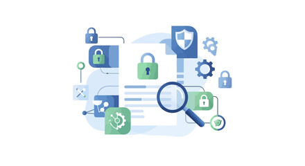 Fototapeta premium Digital security icons and symbols.