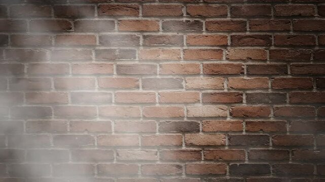 Red brick wall with natural light and smoke effect background