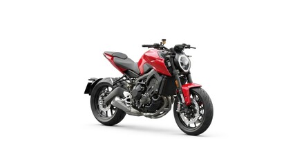 Fototapeta premium A sleek, red and black motorcycle with a low seat and forward-leaning stance