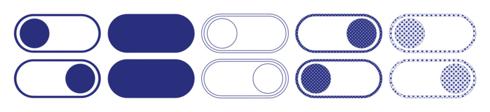 Set of 10 Blue Toggle Switch UI Buttons Vector
